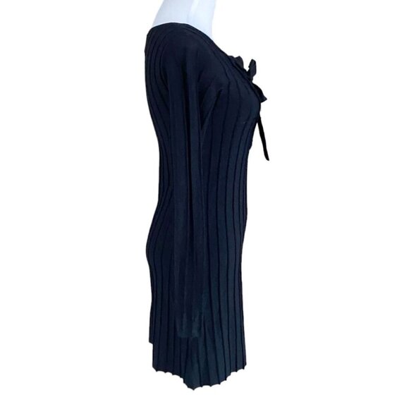 KNITZ FOR LOVE & LEMONS BLACK RIBBED KNIT LACE UP DRESS - XS - Picture 2 of 9